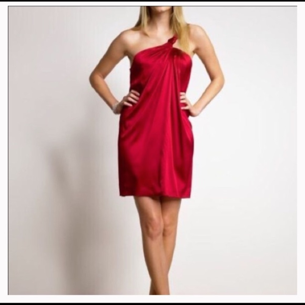 Banana Republic Draped Red Silk Dress 00P, NWT.